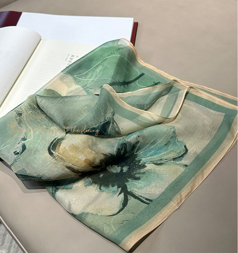 Shulang yarn, silk square scarf. - AOA Fashion Accessories