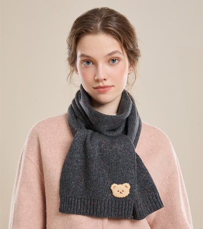 Knitted Scarf – With Cute Bear Patch - OESLO