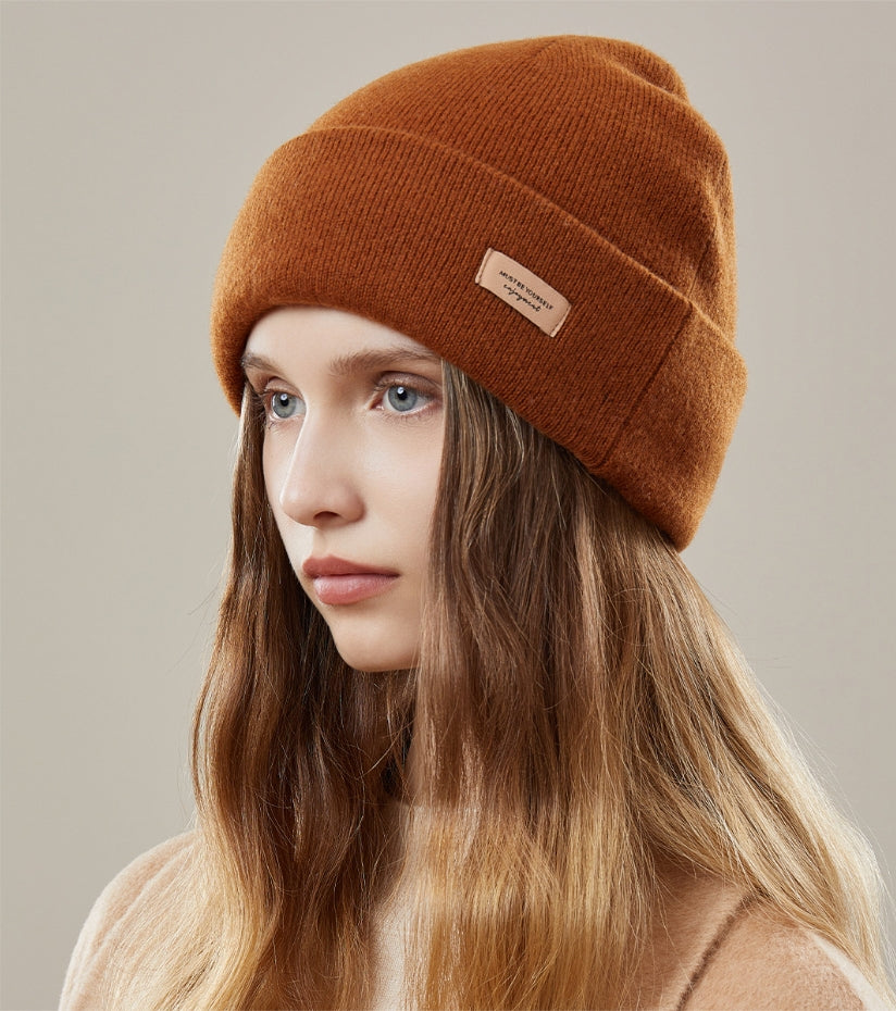 100% WOOL THICKENED KNITTED HAT - AOA Fashion Accessories