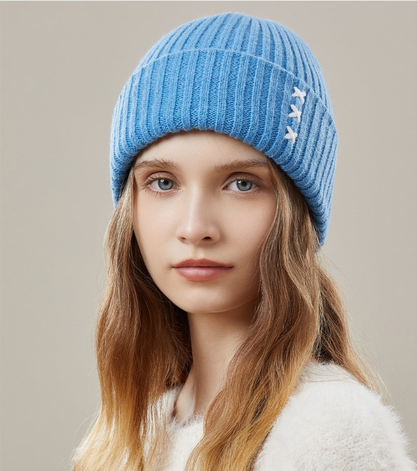 Wool Beanie - With Embellishments 100% Wool Knit Hat - OESLO