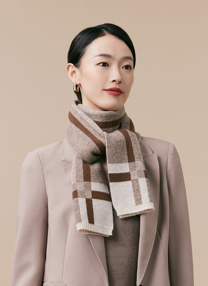 Wool Scarf Women – Lightweight and Warm Plaid Pattern - OESLO