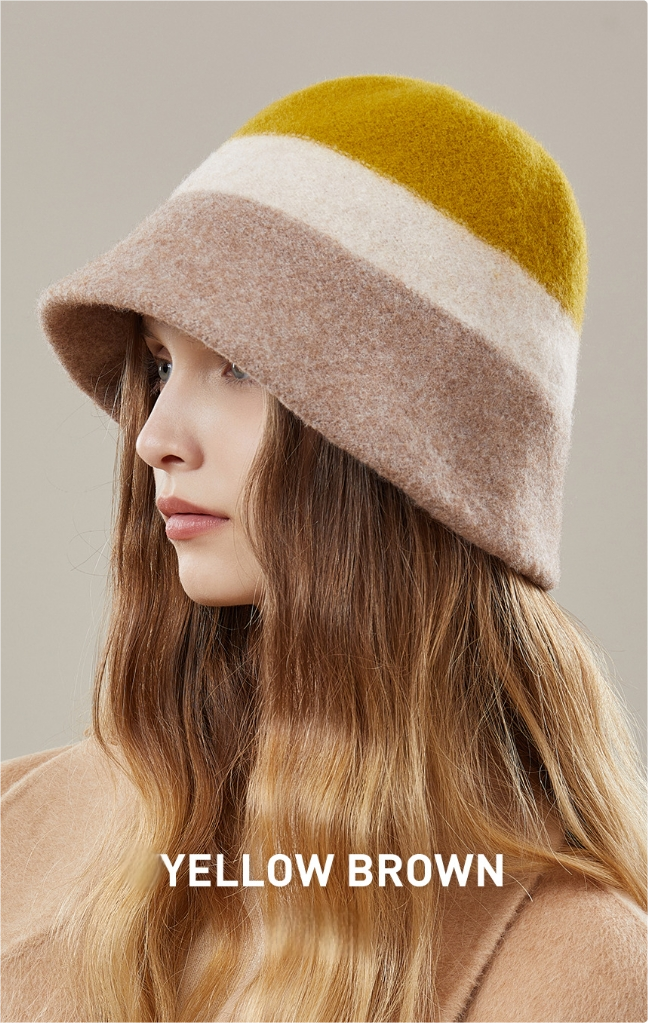Women's autumn and winter 100% wool contrast color hat - AOA Fashion Accessories