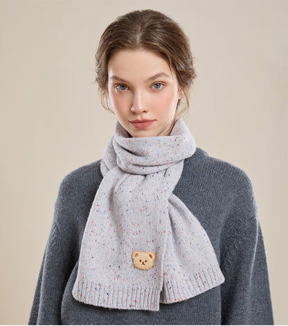 Knitted Scarf – With Cute Bear Patch - OESLO