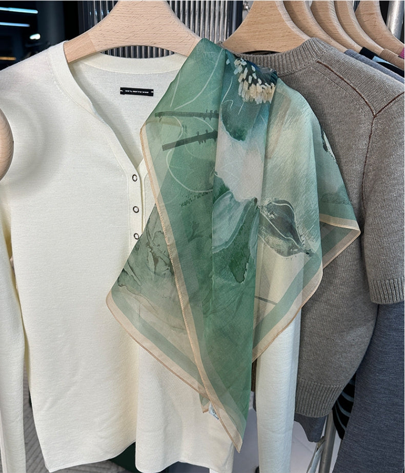 Shulang yarn, silk square scarf. - AOA Fashion Accessories