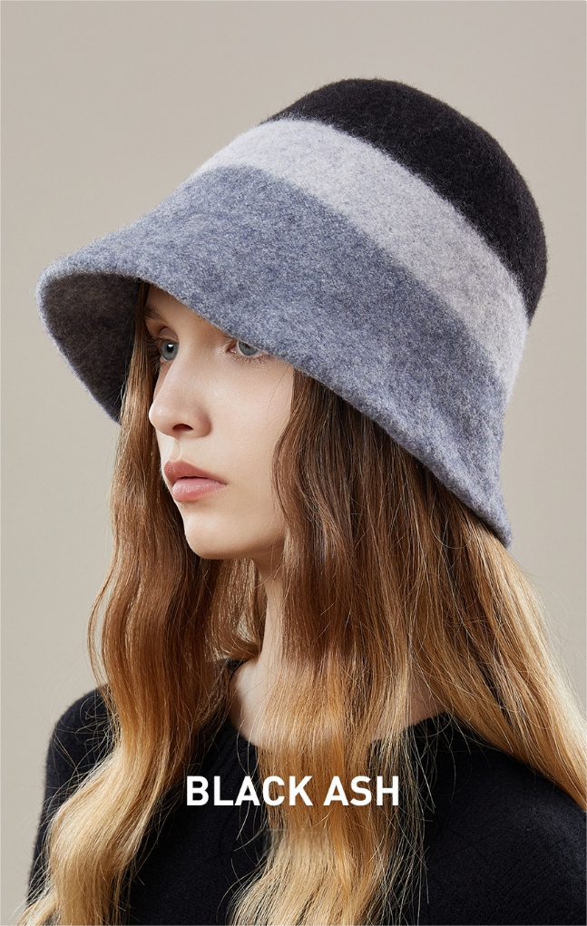 Women's autumn and winter 100% wool contrast color hat - AOA Fashion Accessories