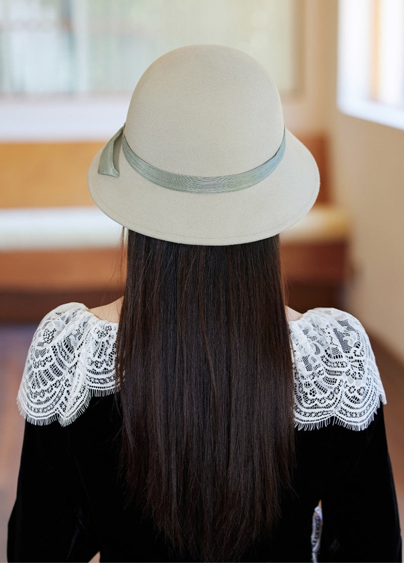 Wool Cloche Hat  – Vintage Style with Decorative Bow - AOA Fashion Accessories