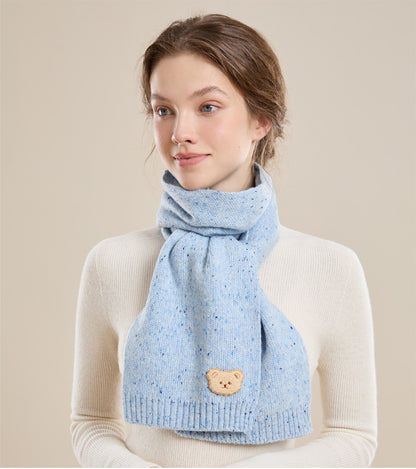 Knitted Scarf – With Cute Bear Patch - OESLO