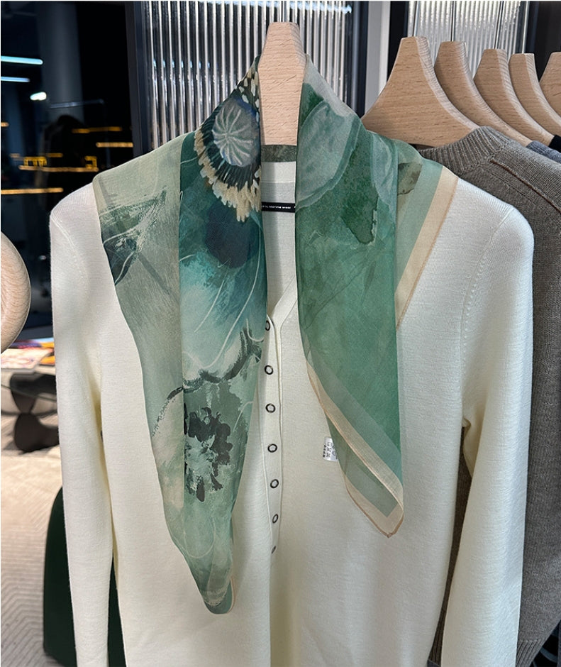 Shulang yarn, silk square scarf. - AOA Fashion Accessories