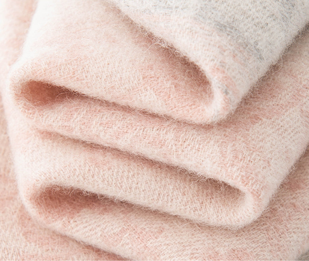 Men's and women's autumn and winter jacquard wool scarves, warm color matching thickened wool versatile scarves - AOA Fashion Accessories