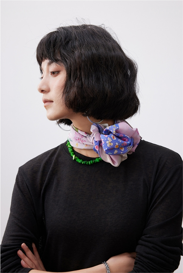 Floral Whale Print Pure Silk Square Scarf - AOA Fashion Accessories