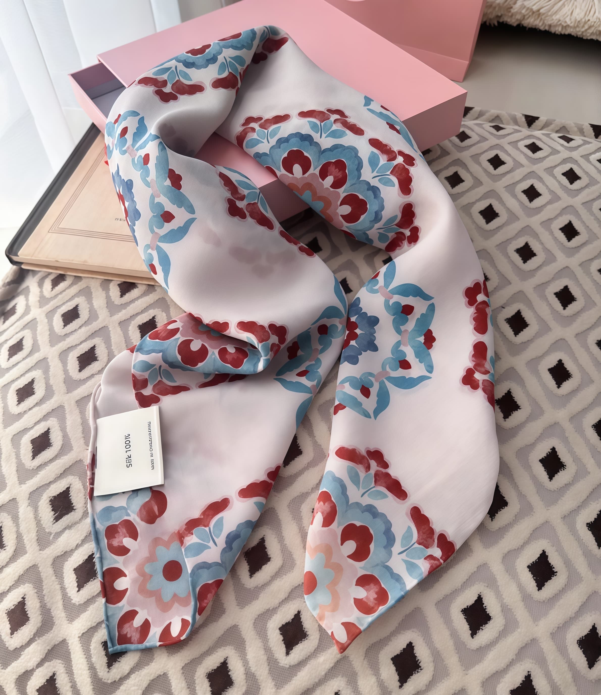 Art-Inspired Floral Silk Square Scarf - AOA Fashion Accessories