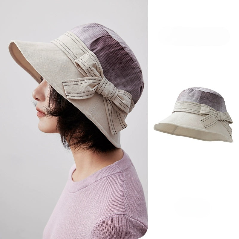 Women's 100% Cotton Bow Decor Bucket Hat - AOA Fashion Accessories