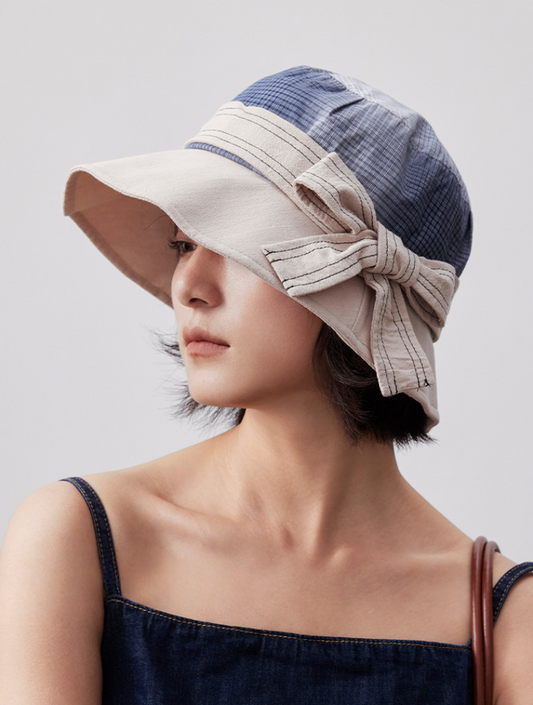 Women's 100% Cotton Bow Decor Bucket Hat - AOA Fashion Accessories