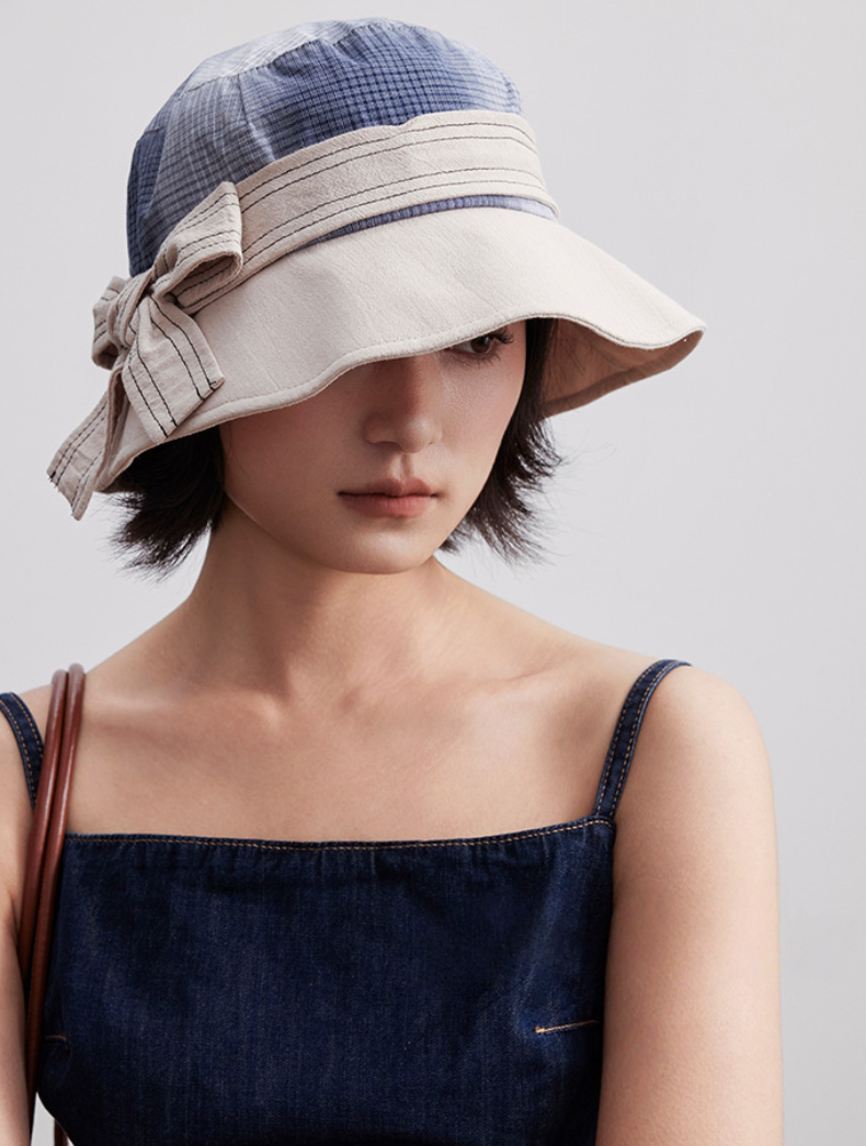 Women's 100% Cotton Bow Decor Bucket Hat - AOA Fashion Accessories