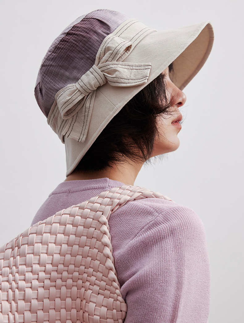 Women's 100% Cotton Bow Decor Bucket Hat - AOA Fashion Accessories