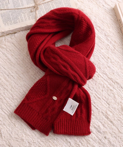 Wool Diamond Cable Knit Scarf – Vintage Texture & Timeless | Multiple Colors