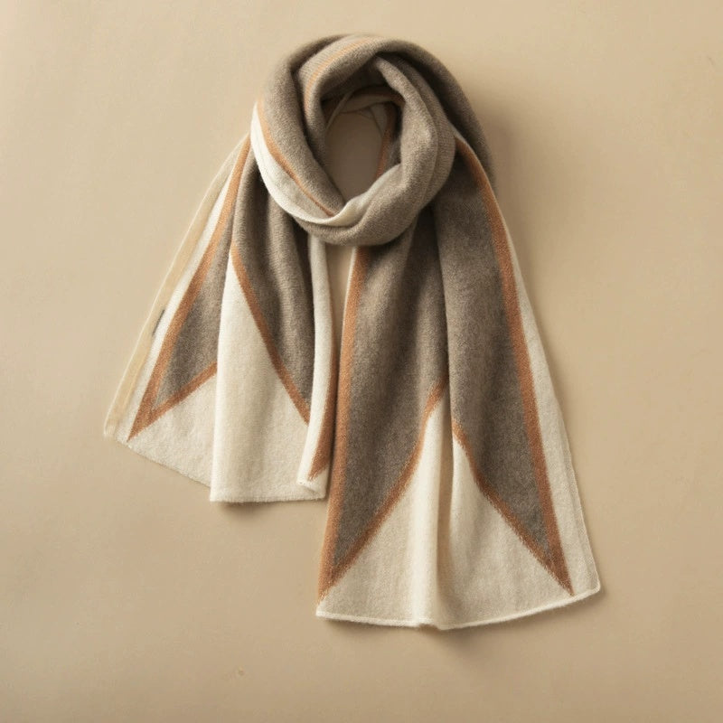 Luxury Cashmere Scarf – Artistic Geometric Design | Multiple Colors