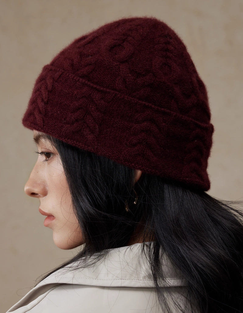 Elegant 100% Cashmere Beanie – Cable Knit Design | Multiple Colors