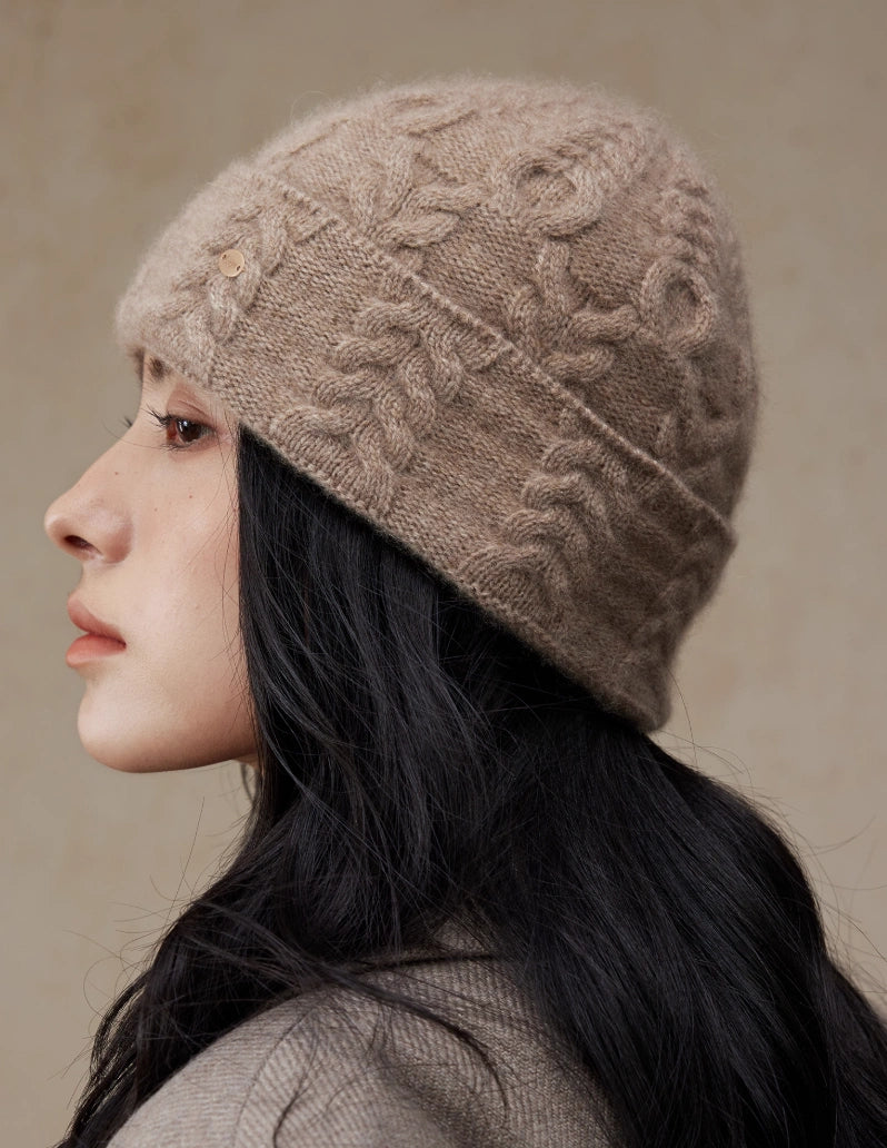 Elegant 100% Cashmere Beanie – Cable Knit Design | Multiple Colors