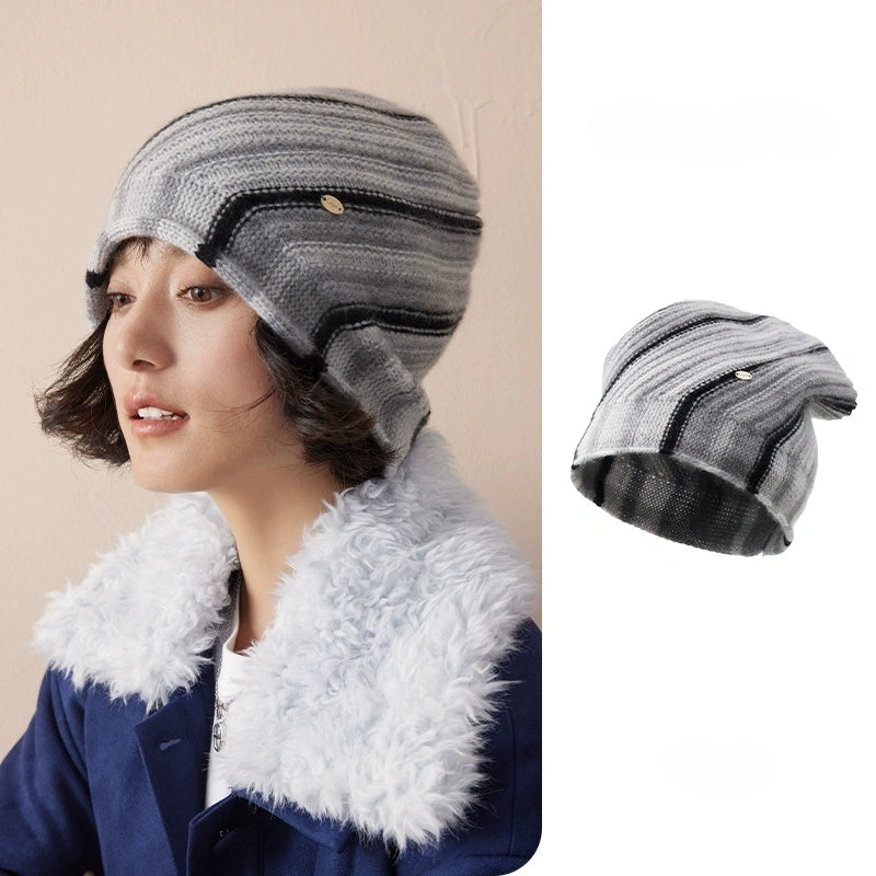 Cashmere Mélange Striped Beanie Hat | Multiple Colors