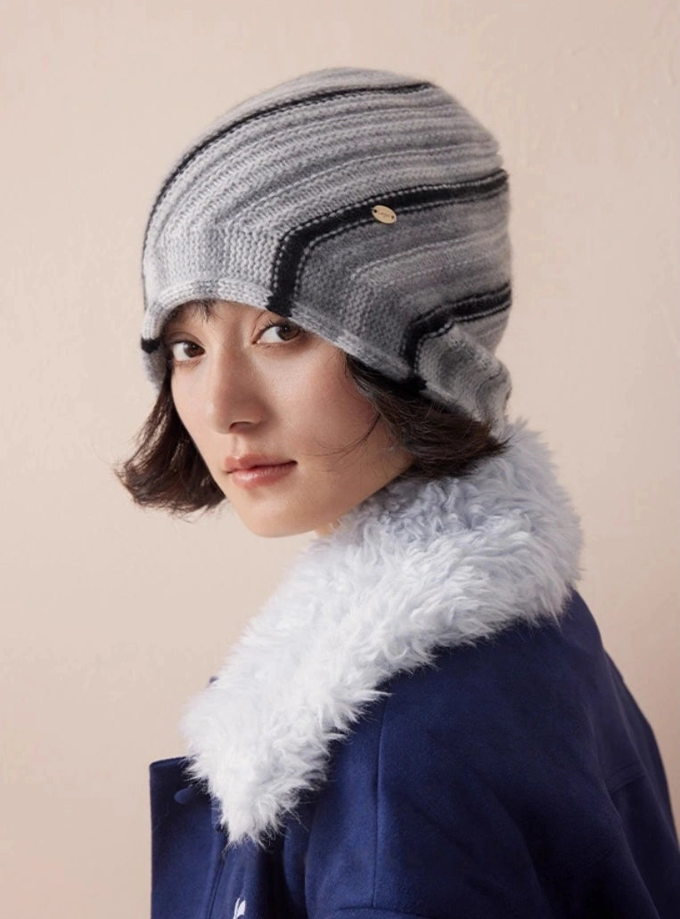 Cashmere Mélange Striped Beanie Hat | Multiple Colors