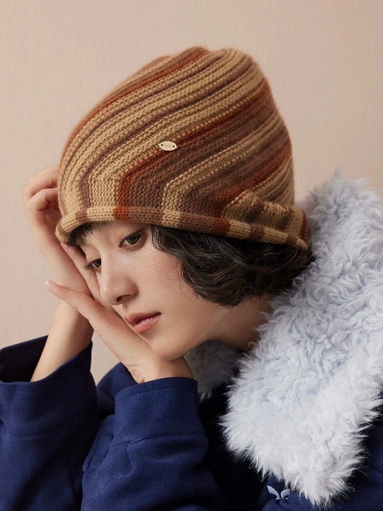 Cashmere Mélange Striped Beanie Hat | Multiple Colors