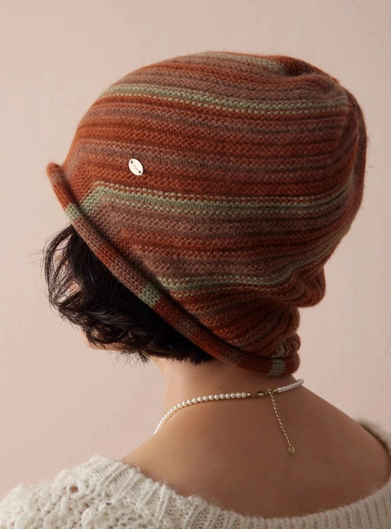 Cashmere Mélange Striped Beanie Hat | Multiple Colors