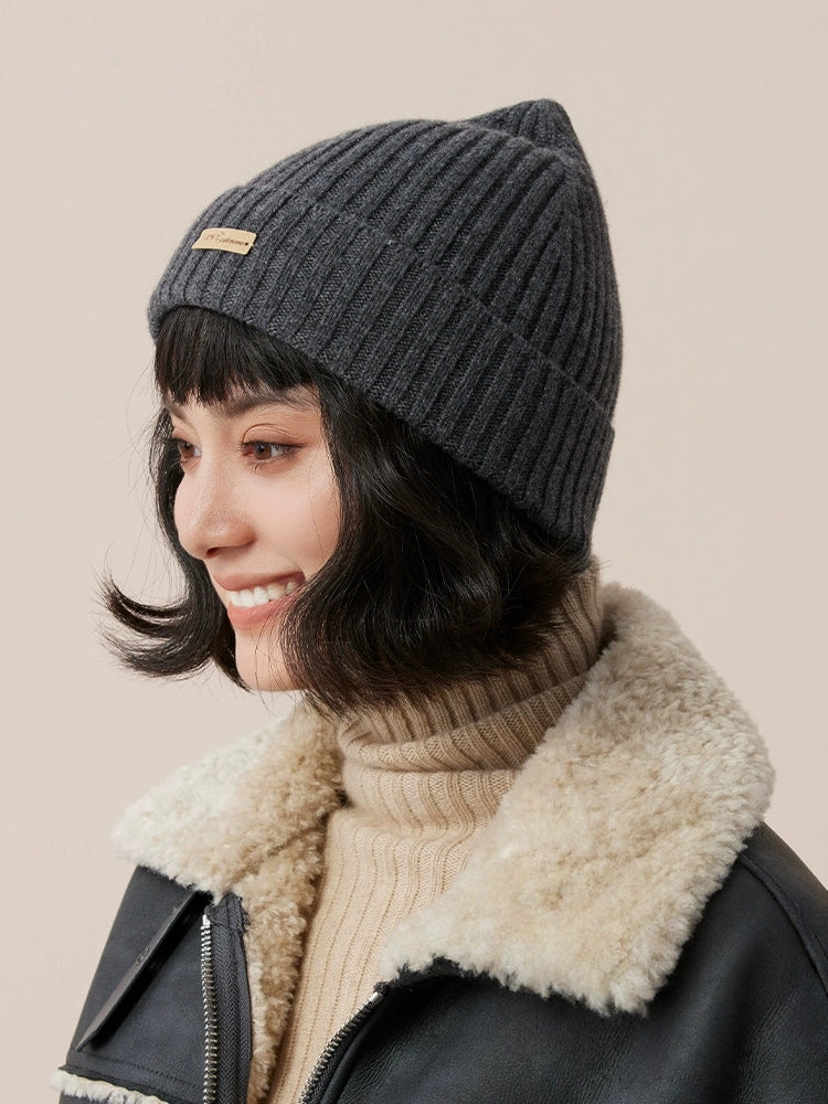 Unisex Cashmere Ribbed Beanie – Stylish & Versatile | Multiple Colors