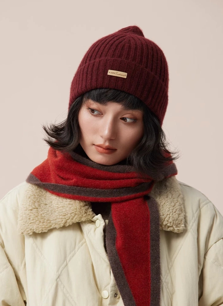 Unisex Cashmere Ribbed Beanie – Stylish & Versatile | Multiple Colors