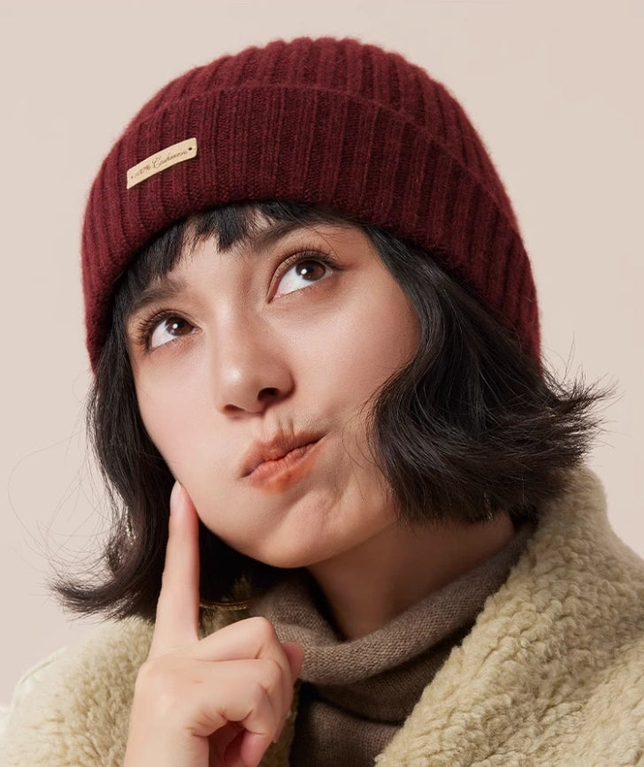Unisex Cashmere Ribbed Beanie – Stylish & Versatile | Multiple Colors