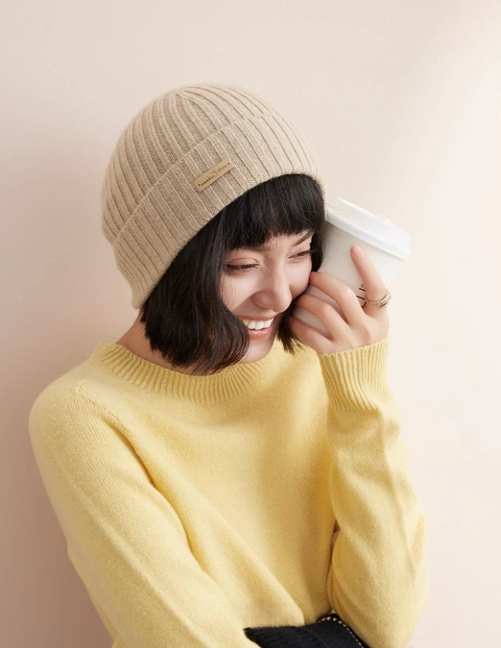 Unisex Cashmere Ribbed Beanie – Stylish & Versatile | Multiple Colors