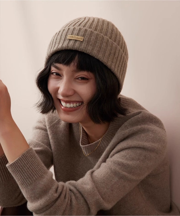 Unisex Cashmere Ribbed Beanie – Stylish & Versatile | Multiple Colors