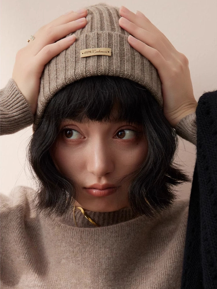 Unisex Cashmere Ribbed Beanie – Stylish & Versatile | Multiple Colors