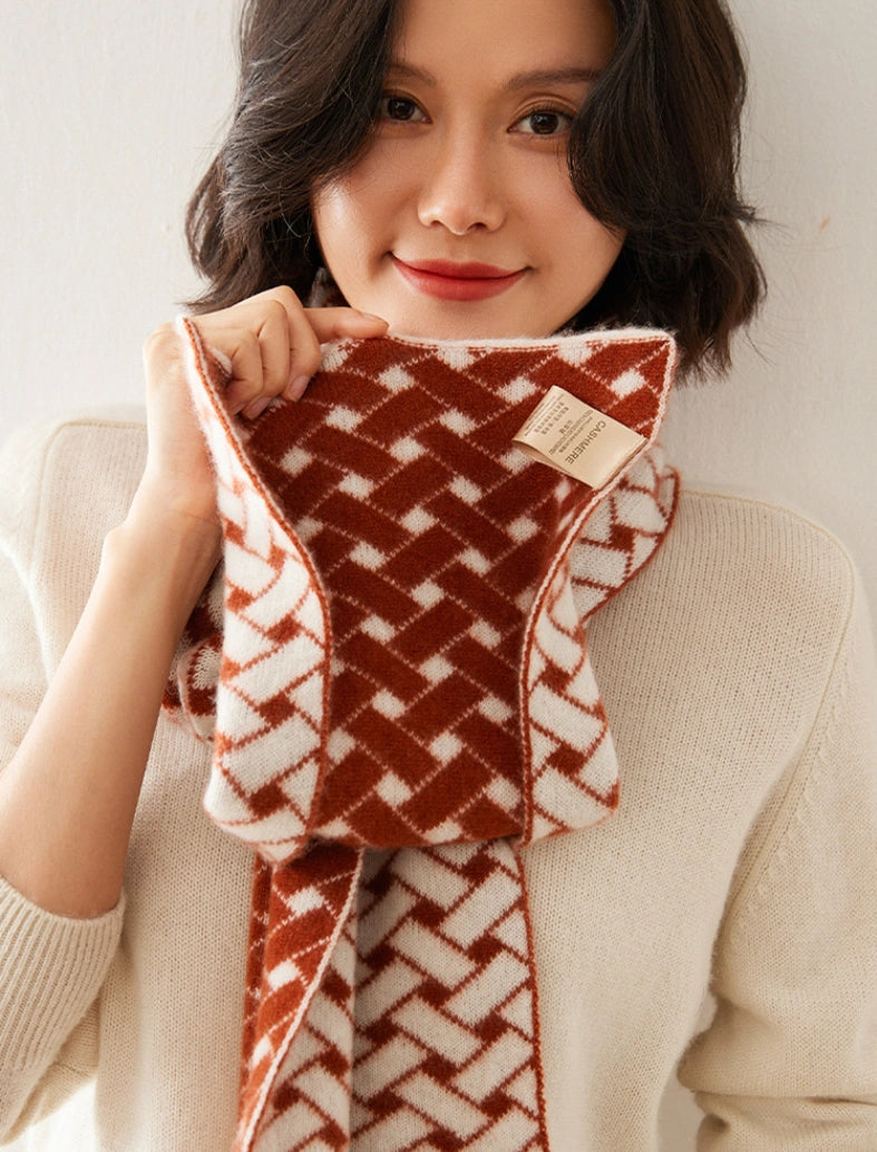 Cashmere Scarf – Geometric Colorblock Elegance | Multiple Colors