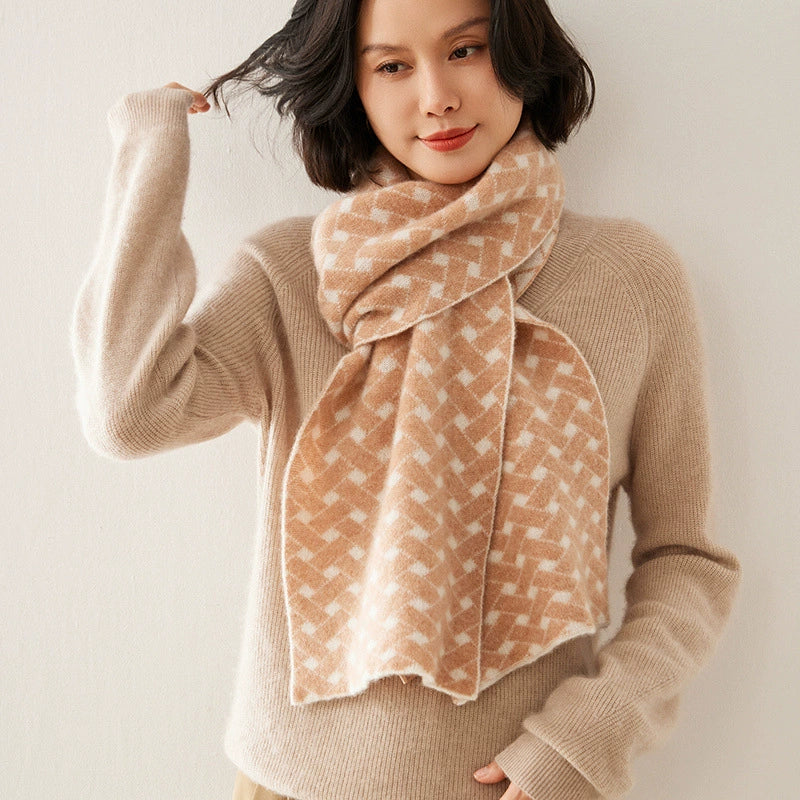 Cashmere Scarf – Geometric Colorblock Elegance | Multiple Colors