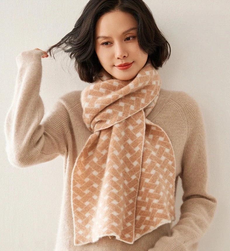 Cashmere Scarf – Geometric Colorblock Elegance | Multiple Colors