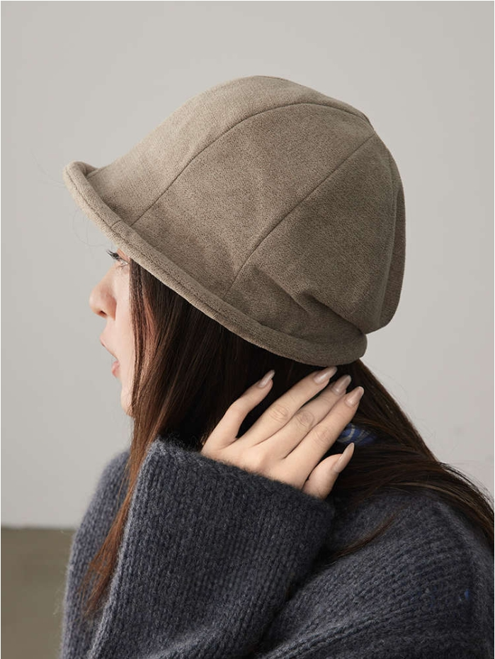 Corduroy Fuzzy Bucket Hat – Vintage Style Warm Cap for Women - AOA Fashion Accessories