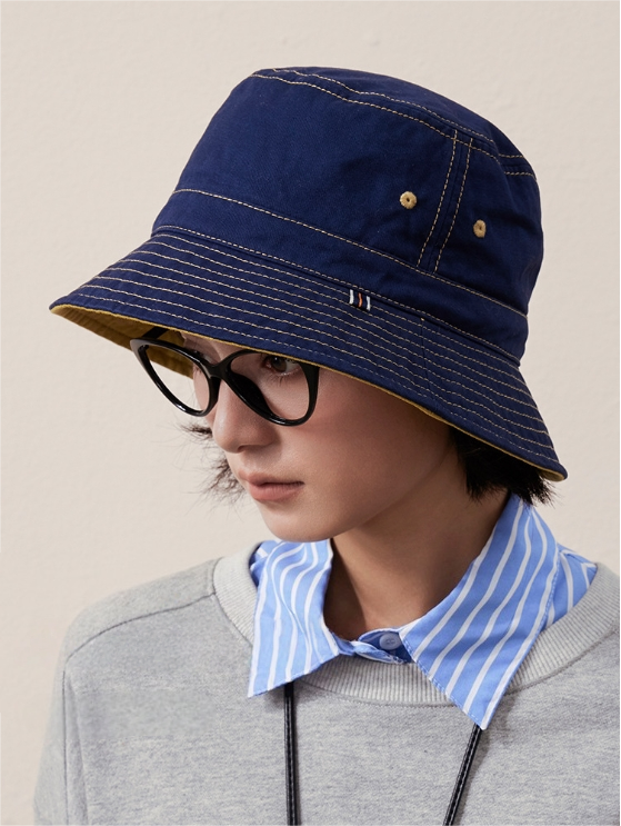Cotton Bucket Hat–Cotton Wide Brim Hat, Dual-Color, Two-Way Wear - OESLO