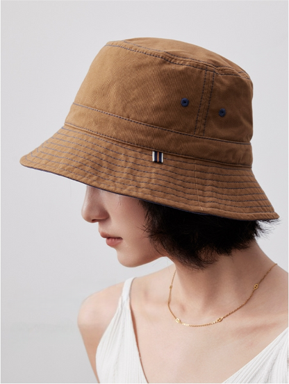Cotton Bucket Hat–Cotton Wide Brim Hat, Dual-Color, Two-Way Wear - OESLO