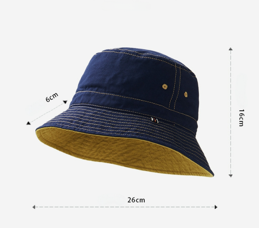 Cotton Bucket Hat–Cotton Wide Brim Hat, Dual-Color, Two-Way Wear - OESLO