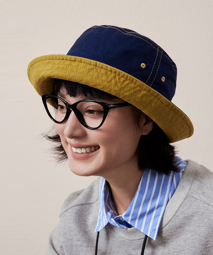 Cotton Bucket Hat–Cotton Wide Brim Hat, Dual-Color, Two-Way Wear - OESLO