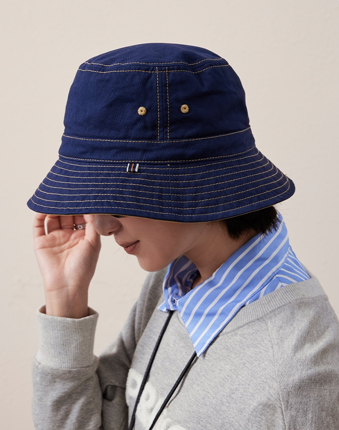 Cotton Bucket Hat–Cotton Wide Brim Hat, Dual-Color, Two-Way Wear - OESLO