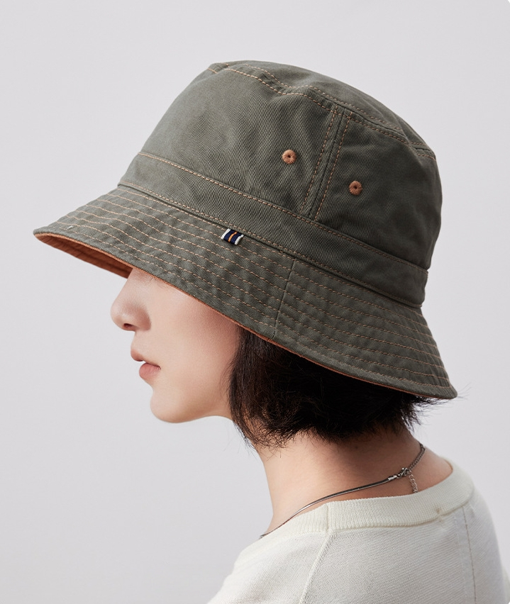 Cotton Bucket Hat–Cotton Wide Brim Hat, Dual-Color, Two-Way Wear - OESLO