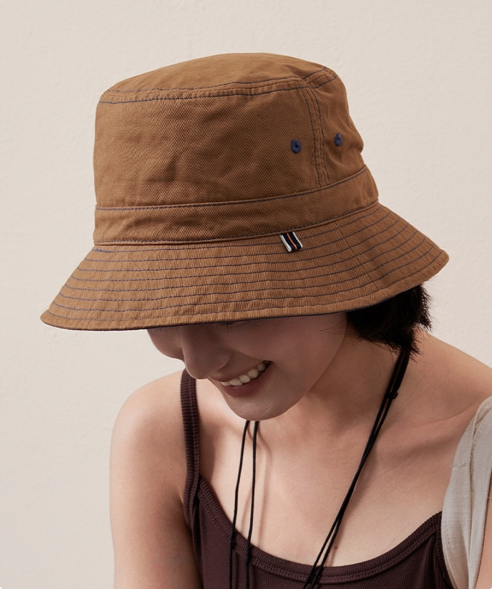 Cotton Bucket Hat–Cotton Wide Brim Hat, Dual-Color, Two-Way Wear - AOA Fashion Accessories