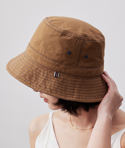 Cotton Bucket Hat–Cotton Wide Brim Hat, Dual-Color, Two-Way Wear - OESLO