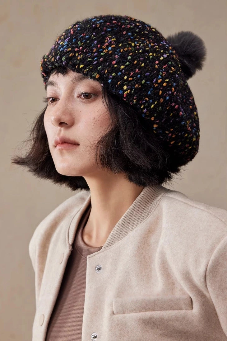 Cute Knit Beret Hat for Women | Black - OESLO