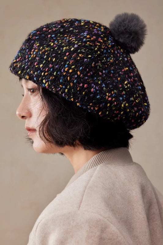 Cute Knit Beret Hat for Women | Black - OESLO