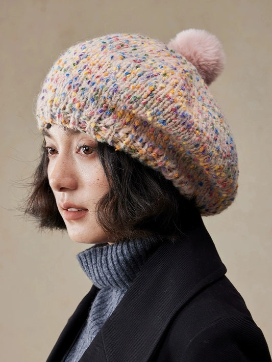 Cute Knit Beret Hat for Women | Pink - OESLO