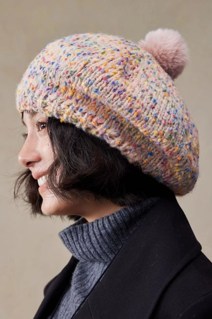 Cute Knit Beret Hat for Women | Pink - OESLO