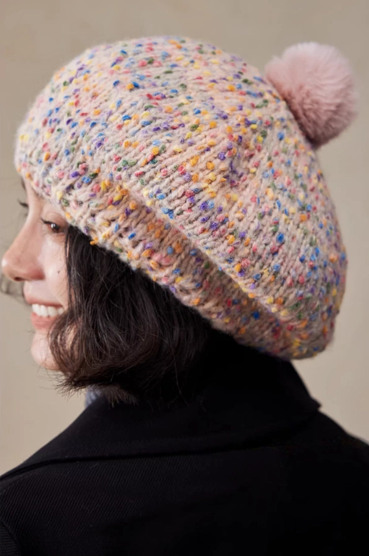 Cute Knit Beret Hat for Women | Pink - OESLO